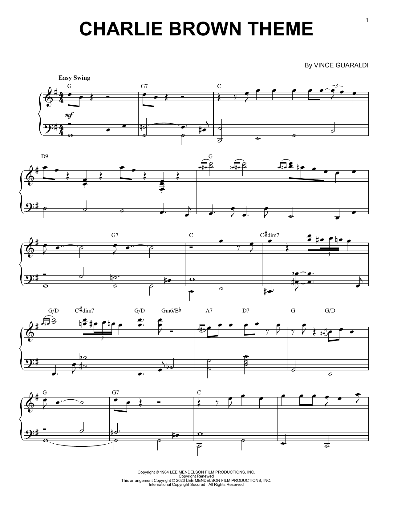 Vince Guaraldi Charlie Brown Theme [Jazz version] (arr. Brent Edstrom) Sheet Music Notes & Chords for Piano Solo - Download or Print PDF