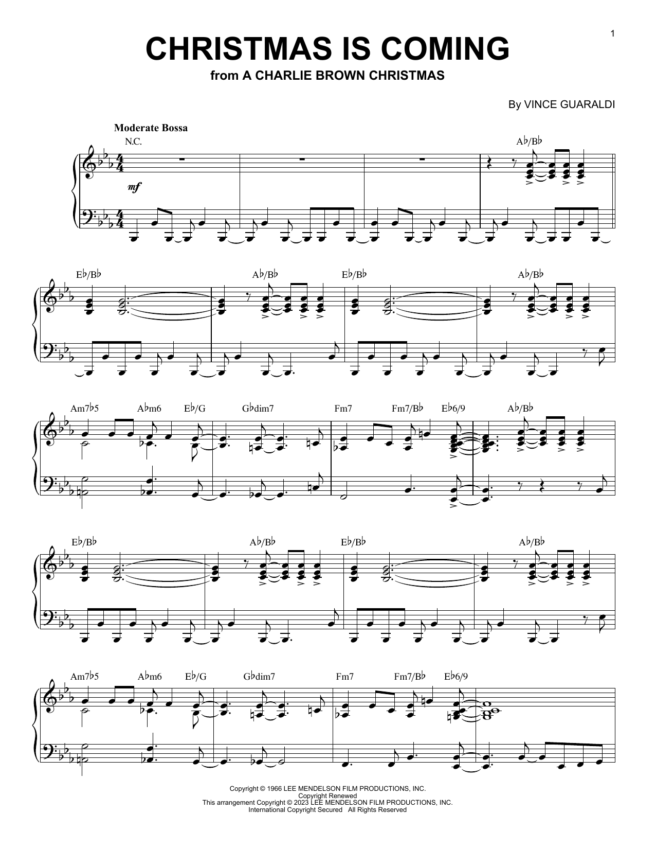 Vince Guaraldi Christmas Is Coming [Jazz version] (arr. Brent Edstrom) Sheet Music Notes & Chords for Piano Solo - Download or Print PDF