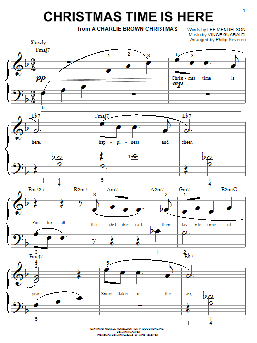 Vince Guaraldi Christmas Time Is Here (arr. Phillip Keveren) Sheet Music Notes & Chords for Piano Duet - Download or Print PDF