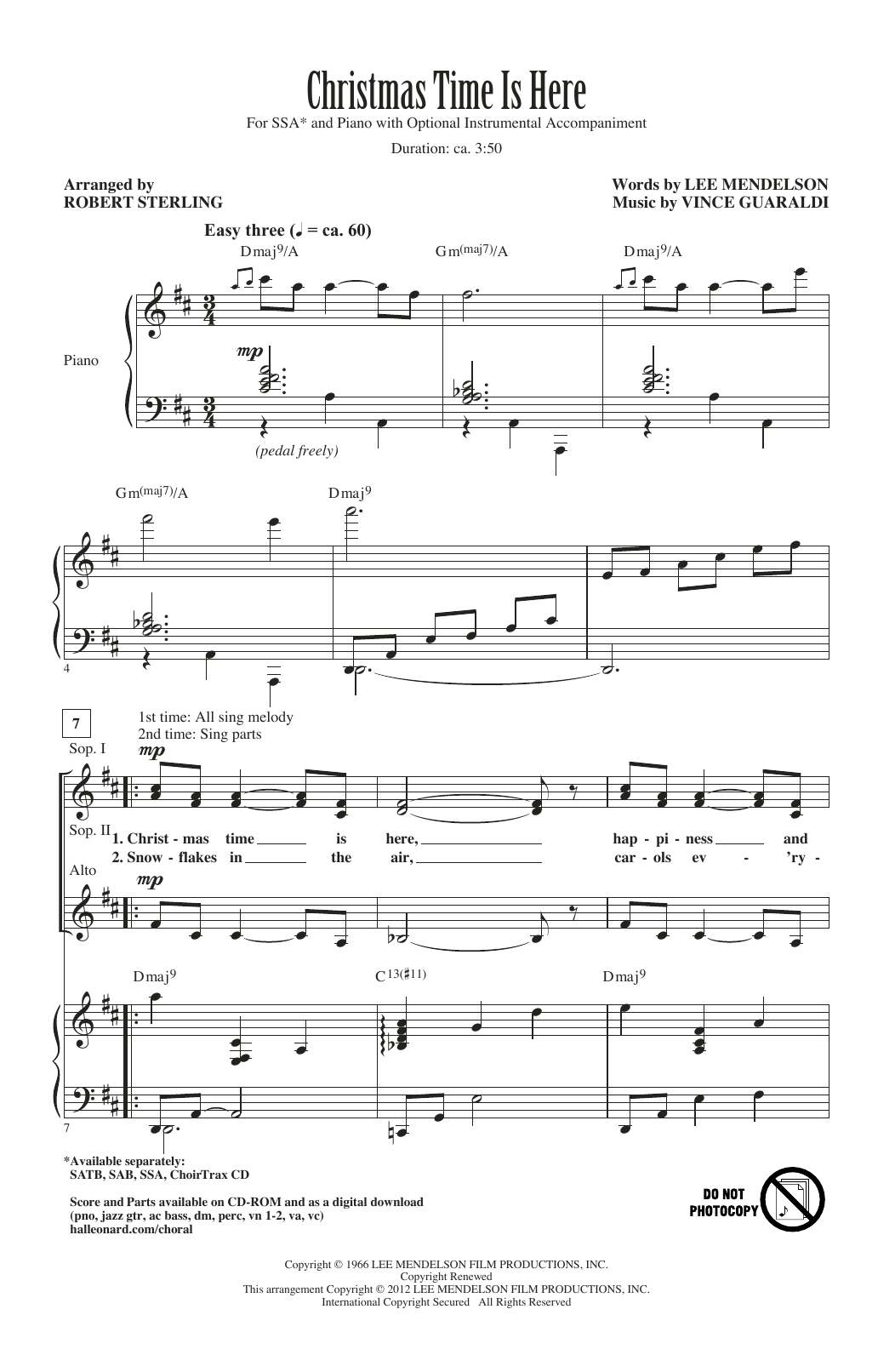 Vince Guaraldi Christmas Time Is Here (arr. Robert Sterling) Sheet Music Notes & Chords for TTBB Choir - Download or Print PDF