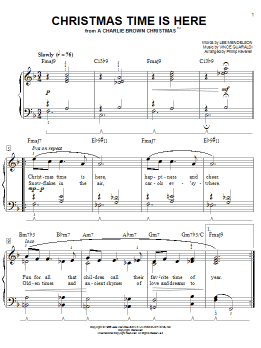 Vince Guaraldi Christmas Time Is Here [Jazz version] (arr. Phillip Keveren) Sheet Music Notes & Chords for Easy Piano - Download or Print PDF