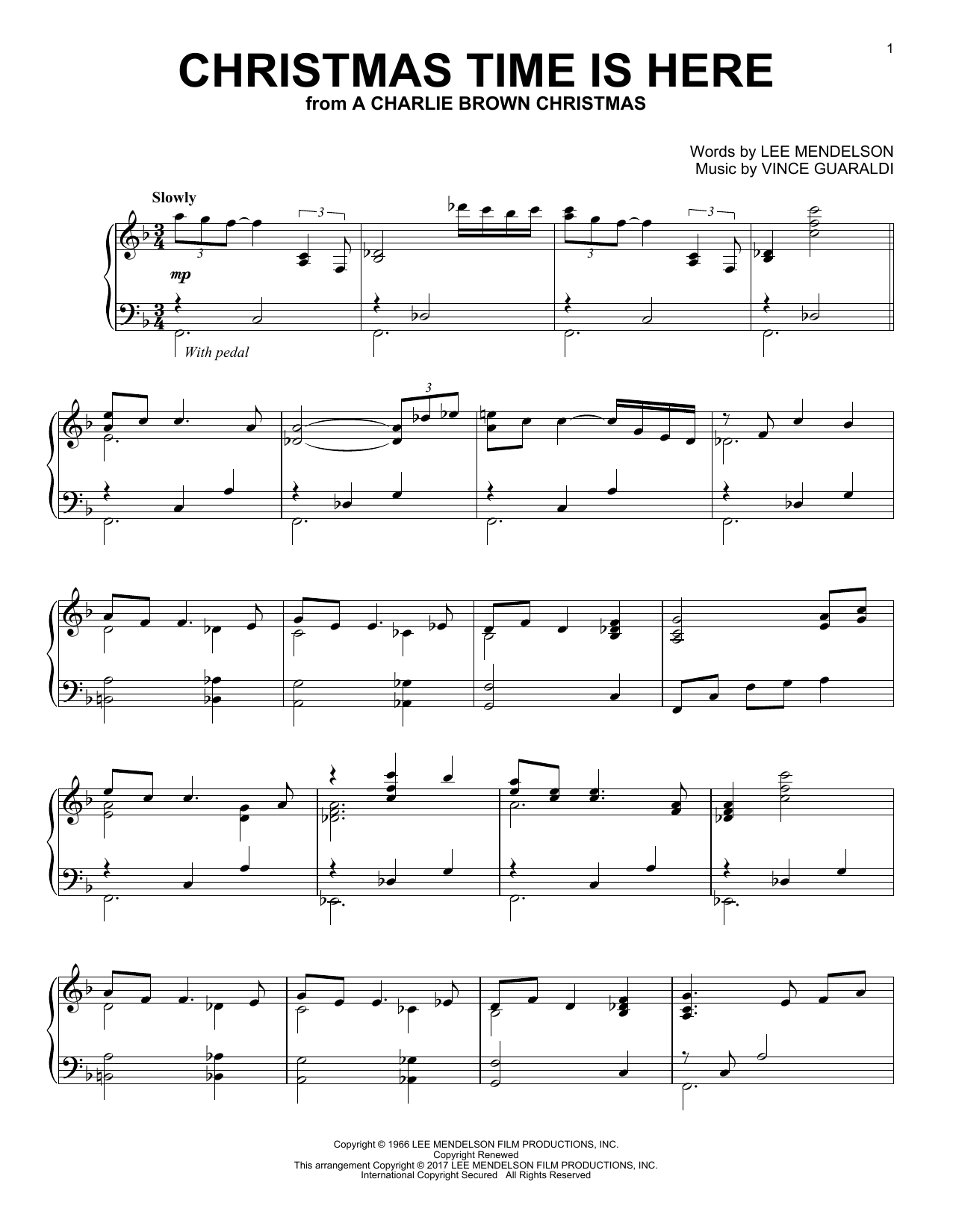 Vince Guaraldi Christmas Time Is Here [Jazz version] Sheet Music Notes & Chords for Piano - Download or Print PDF