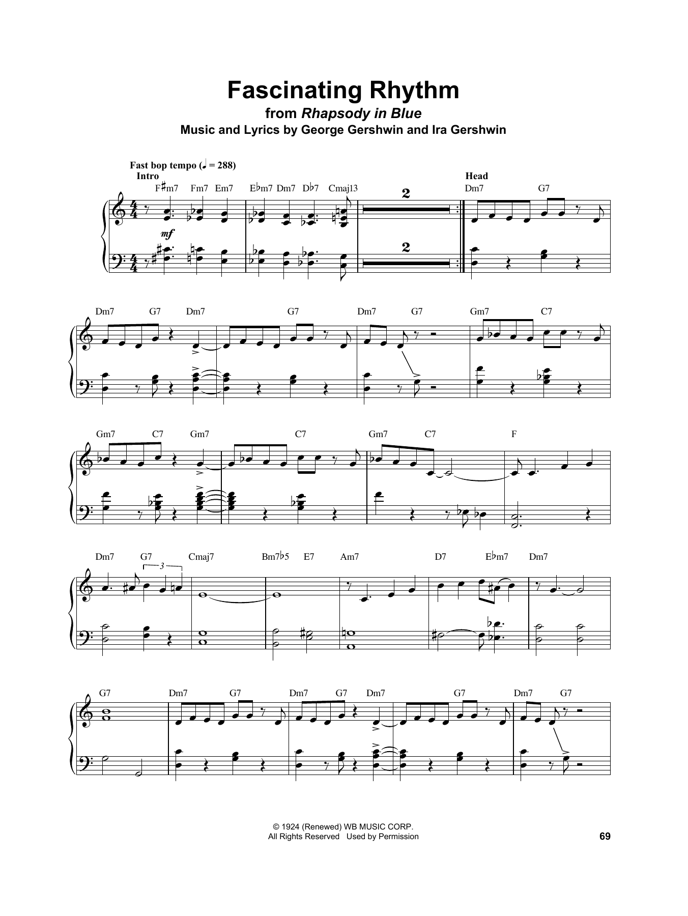 Vince Guaraldi Fascinating Rhythm Sheet Music Notes & Chords for Piano Transcription - Download or Print PDF