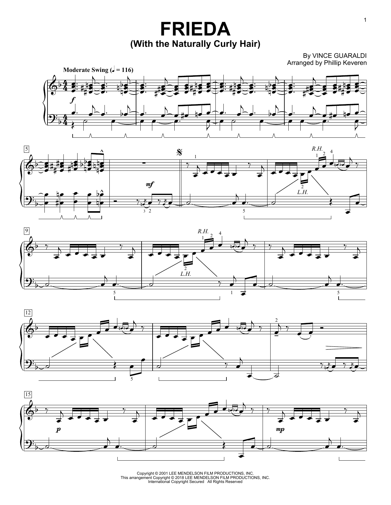 Phillip Keveren Frieda (With The Naturally Curly Hair) Sheet Music Notes & Chords for Piano - Download or Print PDF
