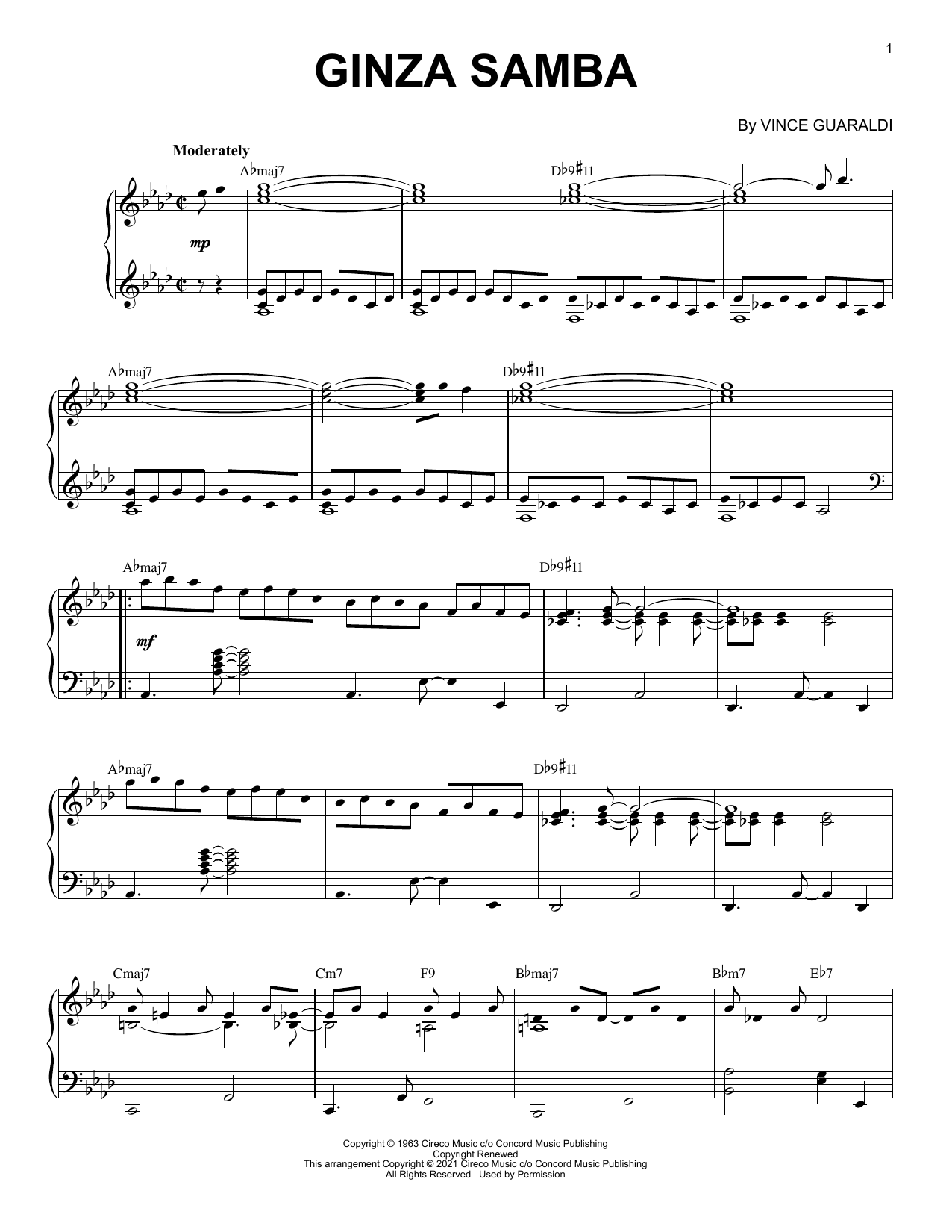 Vince Guaraldi Ginza Samba [Jazz version] (arr. Brent Edstrom) Sheet Music Notes & Chords for Piano Solo - Download or Print PDF