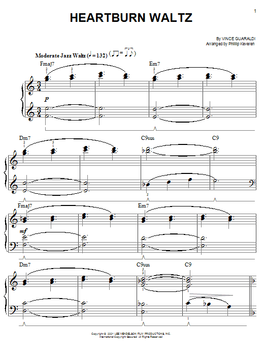 Vince Guaraldi Heartburn Waltz Sheet Music Notes & Chords for Easy Piano - Download or Print PDF