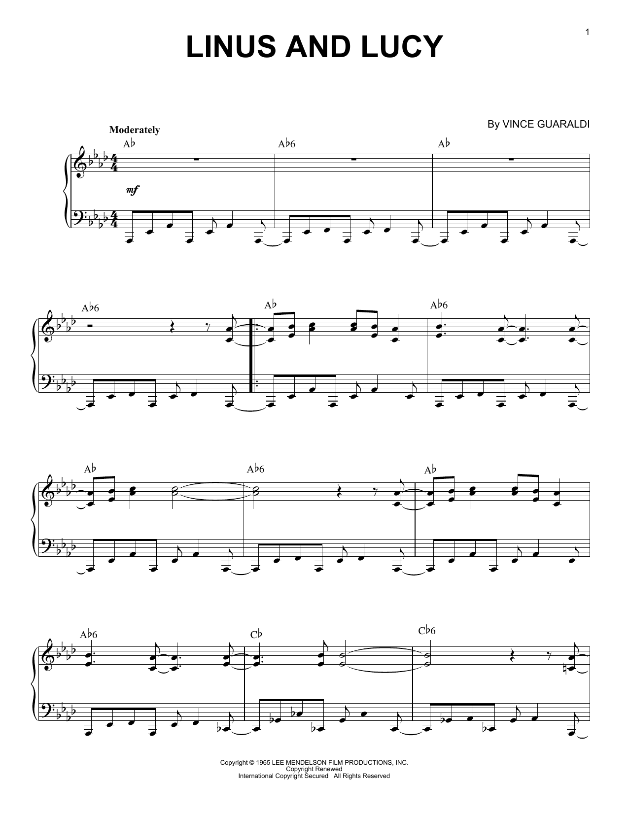 Vince Guaraldi Linus And Lucy Sheet Music Notes & Chords for Real Book – Melody & Chords - Download or Print PDF