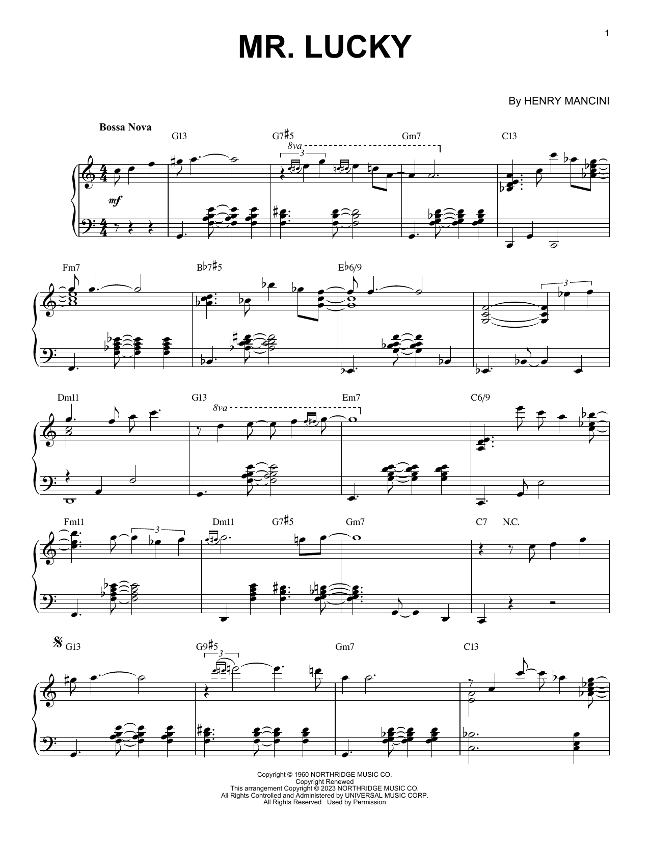 Vince Guaraldi Mr. Lucky [Jazz version] (arr. Brent Edstrom) Sheet Music Notes & Chords for Piano Solo - Download or Print PDF