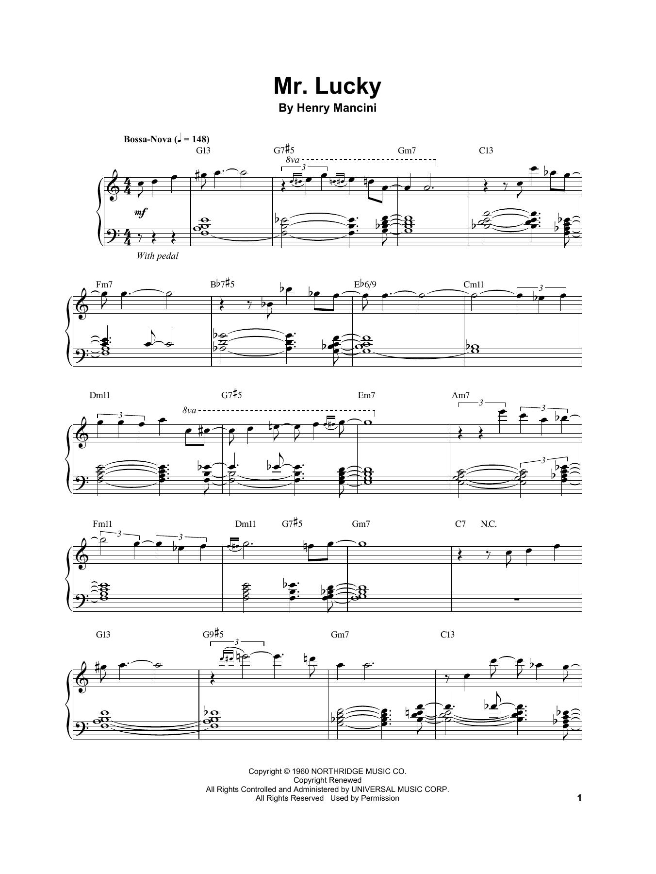 Vince Guaraldi Mr. Lucky Sheet Music Notes & Chords for Piano Transcription - Download or Print PDF