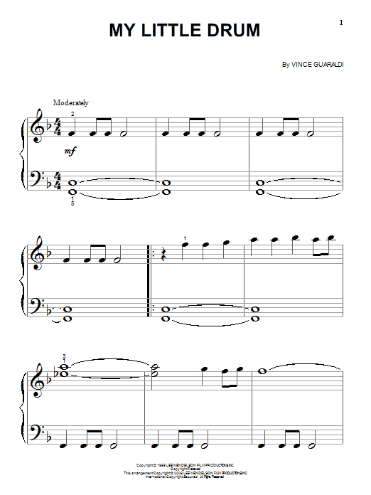 Vince Guaraldi My Little Drum Sheet Music Notes & Chords for Piano Transcription - Download or Print PDF