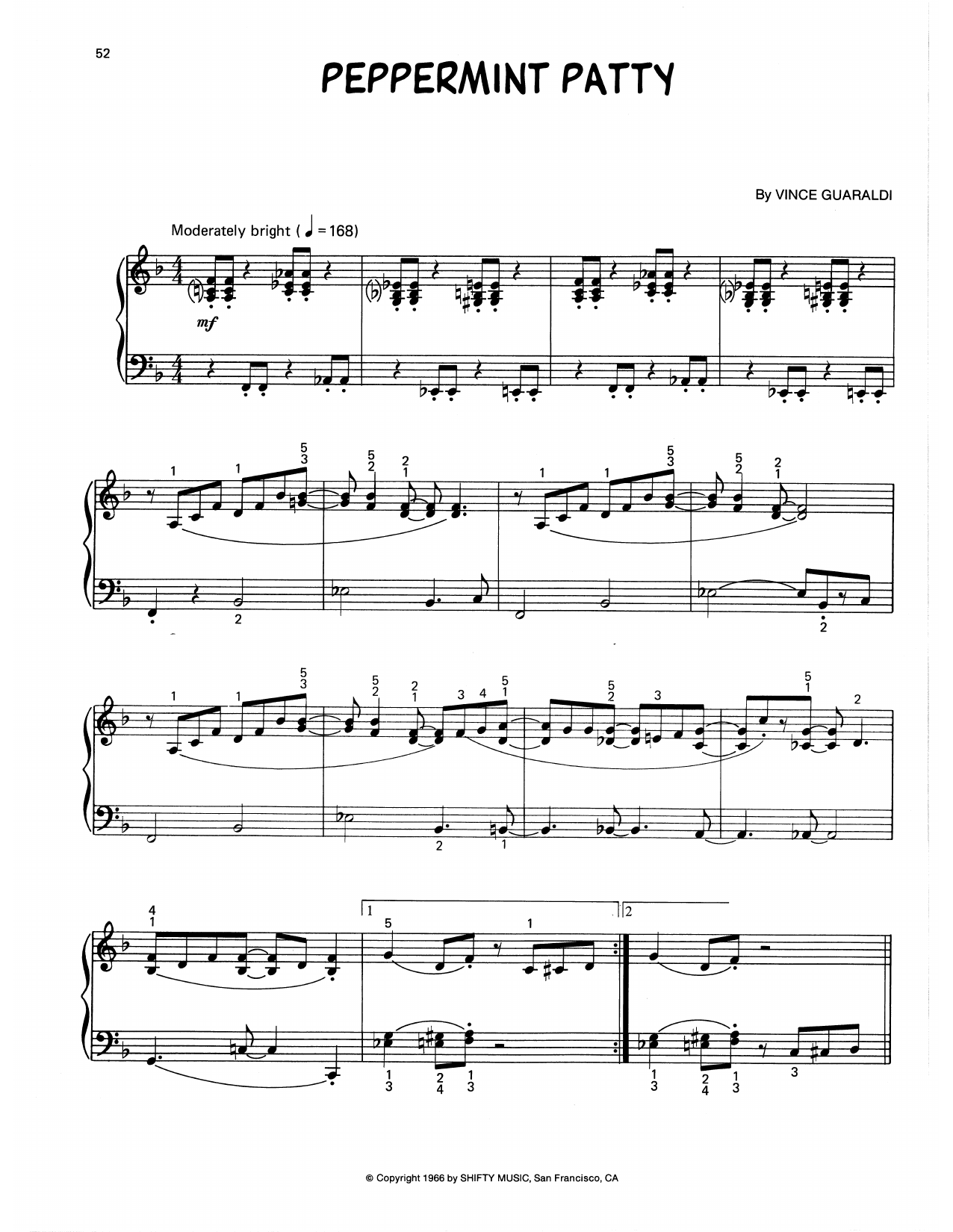 Vince Guaraldi Peppermint Patty (arr. Lee Evans) Sheet Music Notes & Chords for Piano Solo - Download or Print PDF