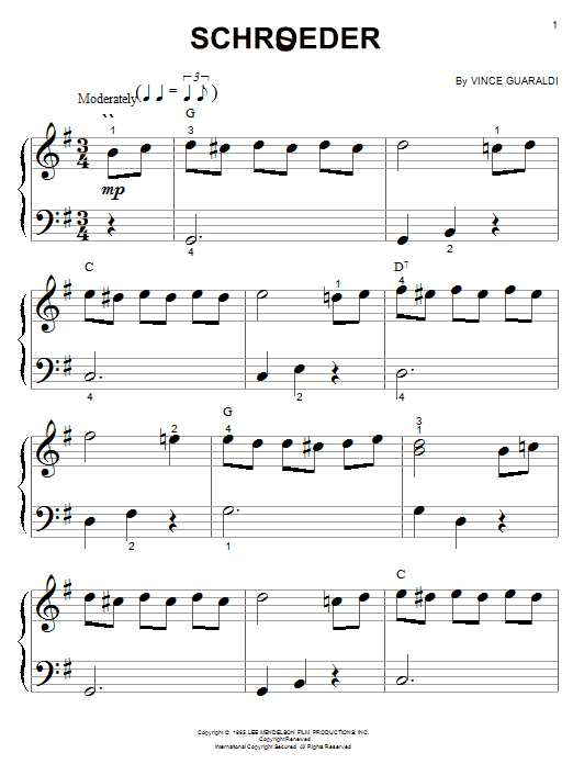 Vince Guaraldi Schroeder sheet music notes and chords. Download Printable PDF.