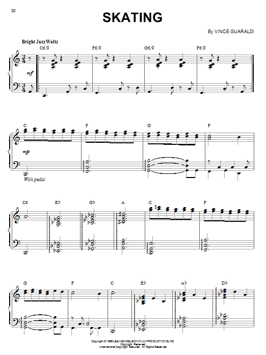 Vince Guaraldi Skating Sheet Music Notes & Chords for Real Book – Melody & Chords - Download or Print PDF