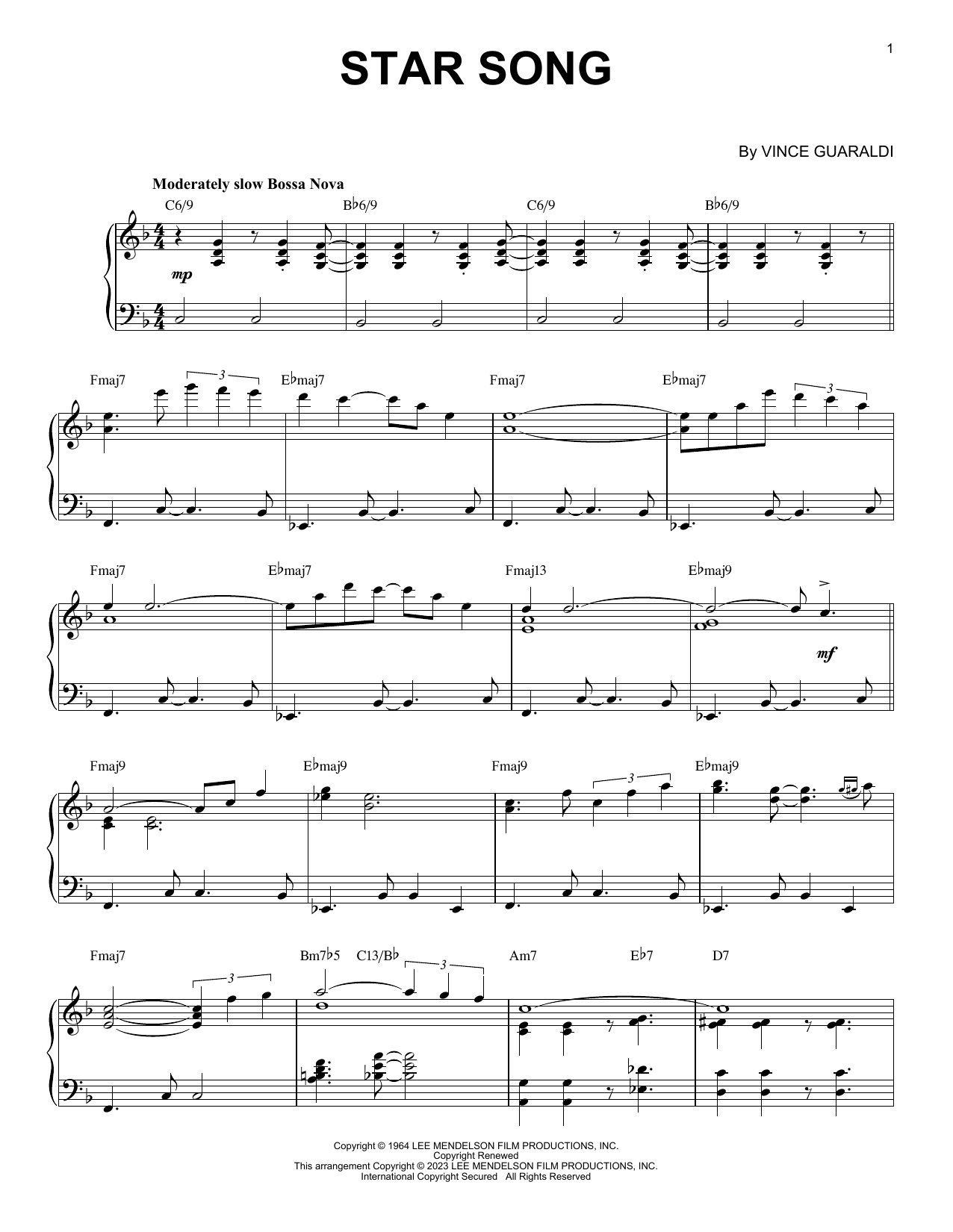 Vince Guaraldi Star Song [Jazz version] (arr. Brent Edstrom) Sheet Music Notes & Chords for Piano Solo - Download or Print PDF