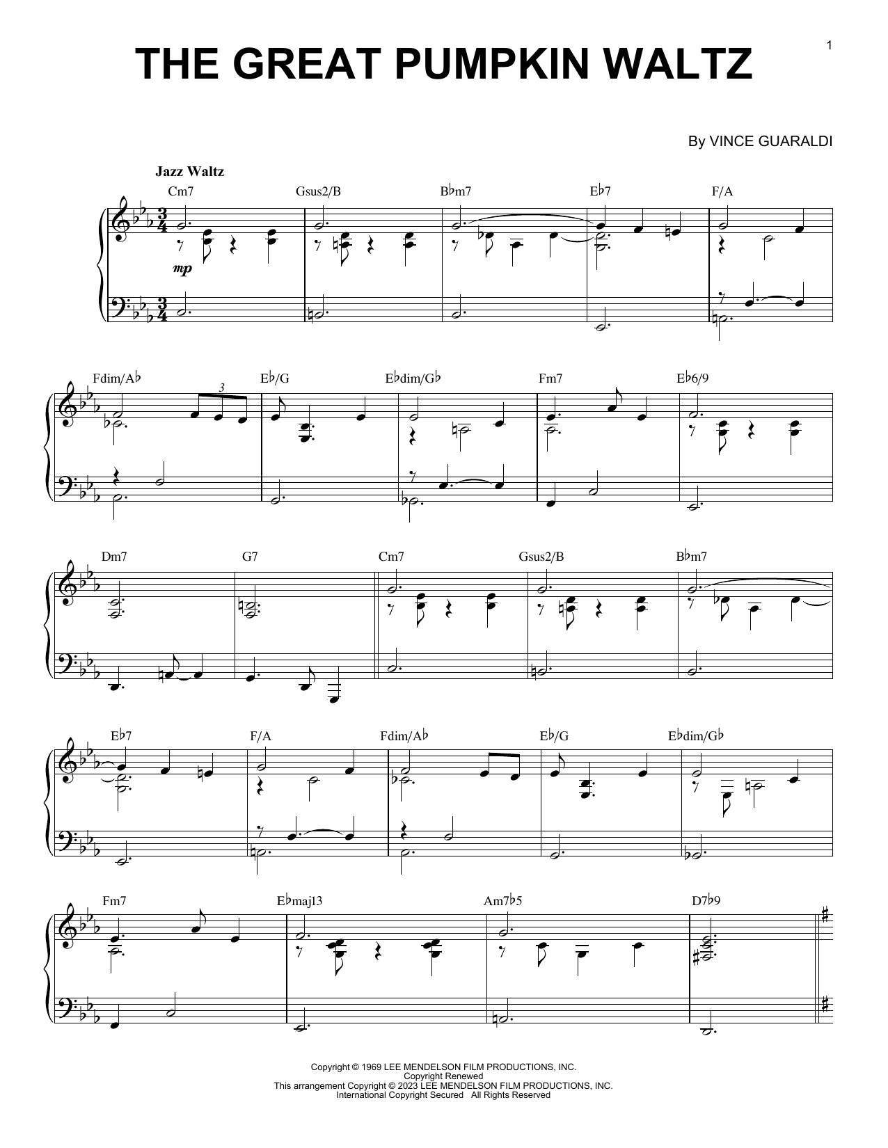 Vince Guaraldi The Great Pumpkin Waltz [Jazz version] (arr. Brent Edstrom) Sheet Music Notes & Chords for Piano Solo - Download or Print PDF