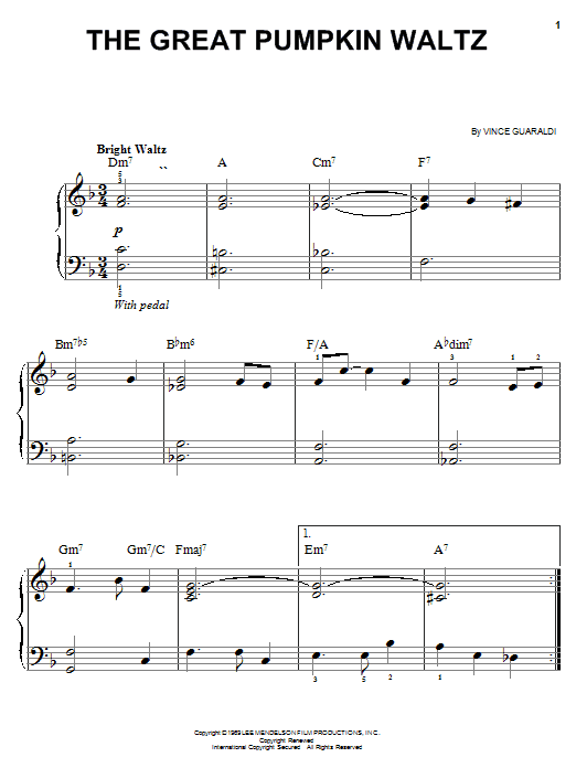 Vince Guaraldi The Great Pumpkin Waltz Sheet Music Notes & Chords for 5-Finger Piano - Download or Print PDF