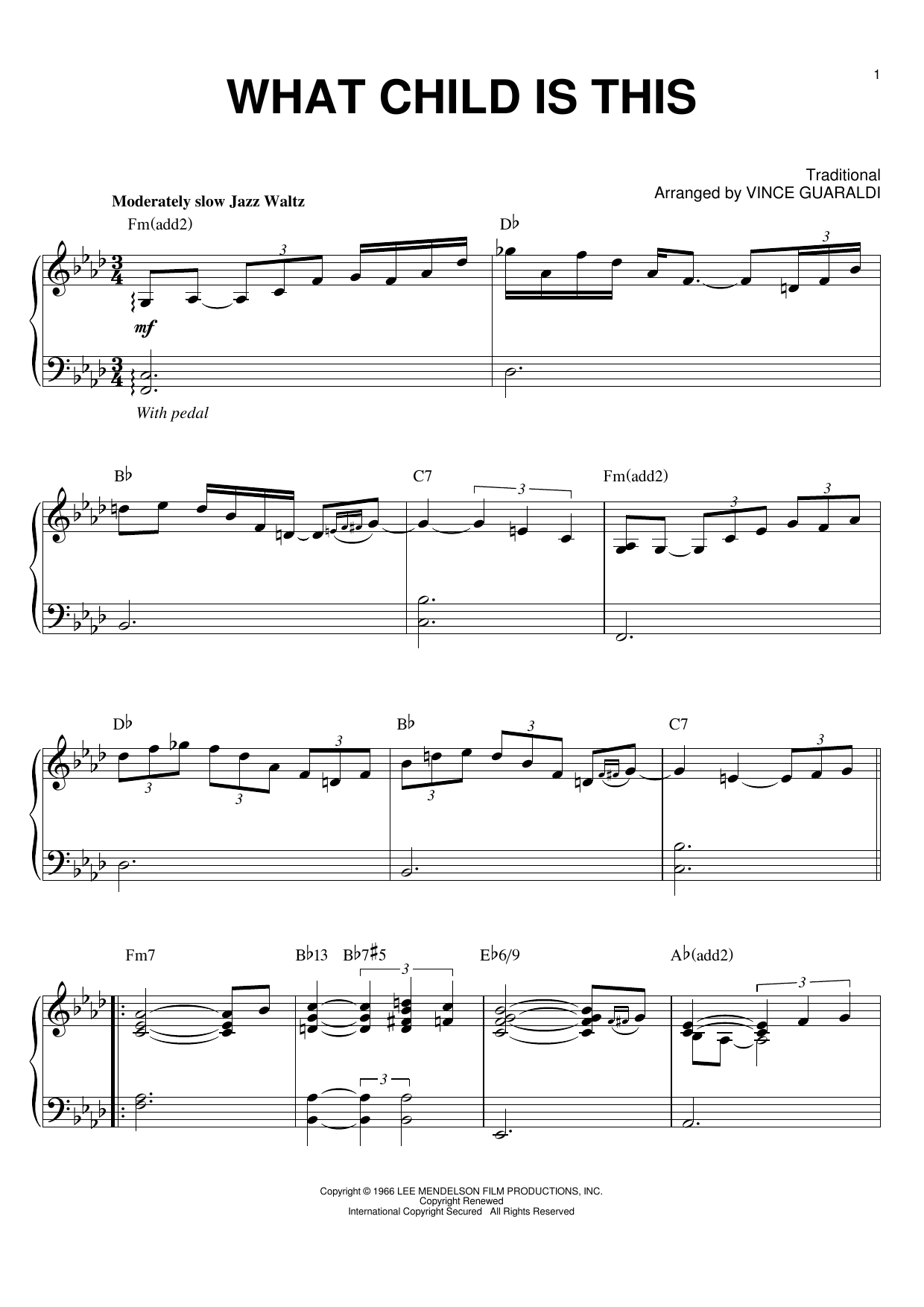 Vince Guaraldi What Child Is This Sheet Music Notes & Chords for Piano - Download or Print PDF