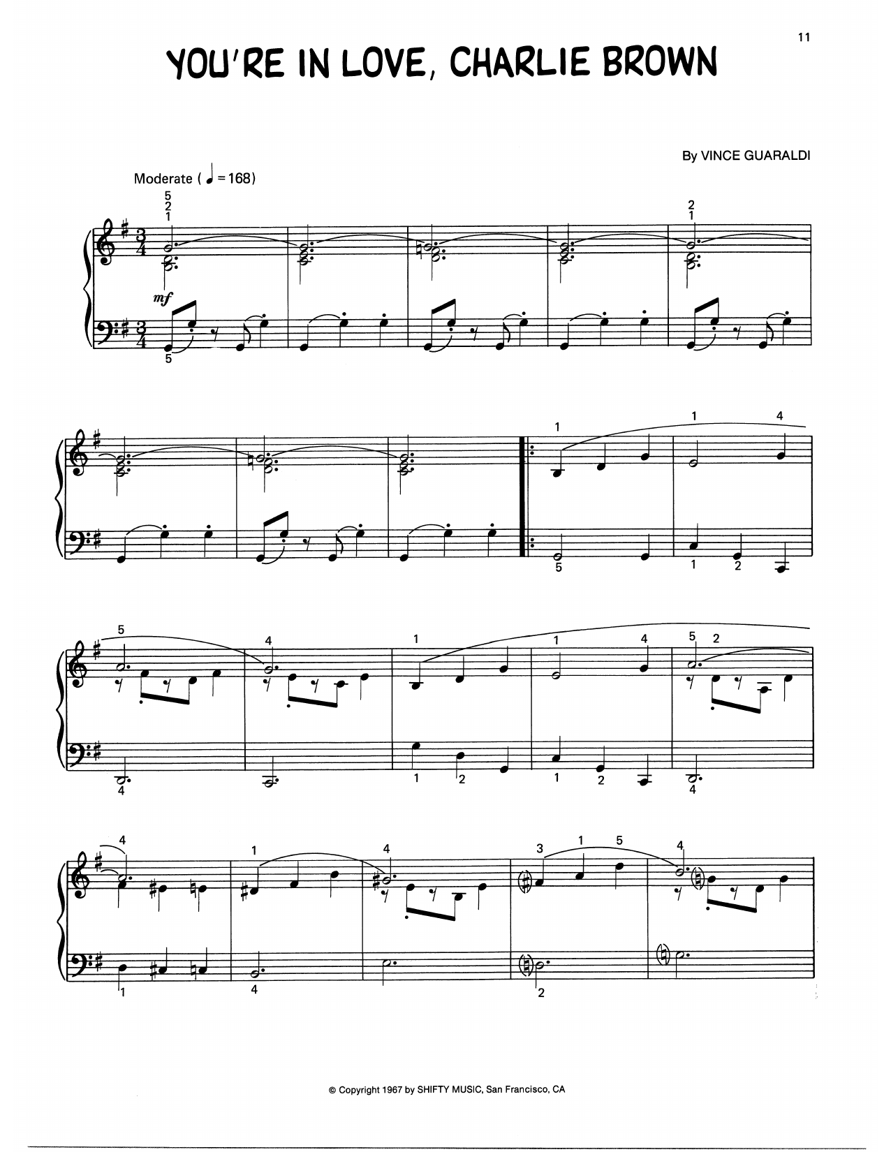 Vince Guaraldi You're In Love, Charlie Brown (arr. Lee Evans) Sheet Music Notes & Chords for Piano Solo - Download or Print PDF