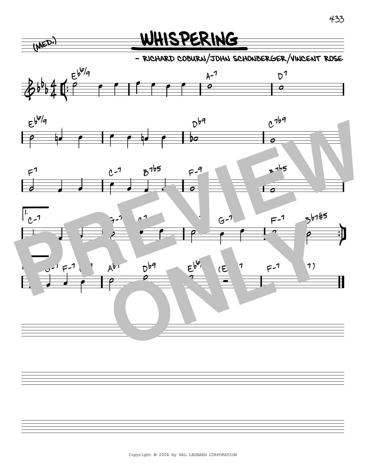 Vincent Rose Whispering [Reharmonized version] (arr. Jack Grassel) Sheet Music Notes & Chords for Real Book – Melody & Chords - Download or Print PDF