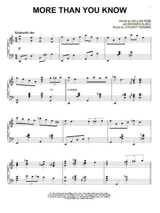 Vincent Youmans More Than You Know Sheet Music Notes & Chords for Clarinet - Download or Print PDF