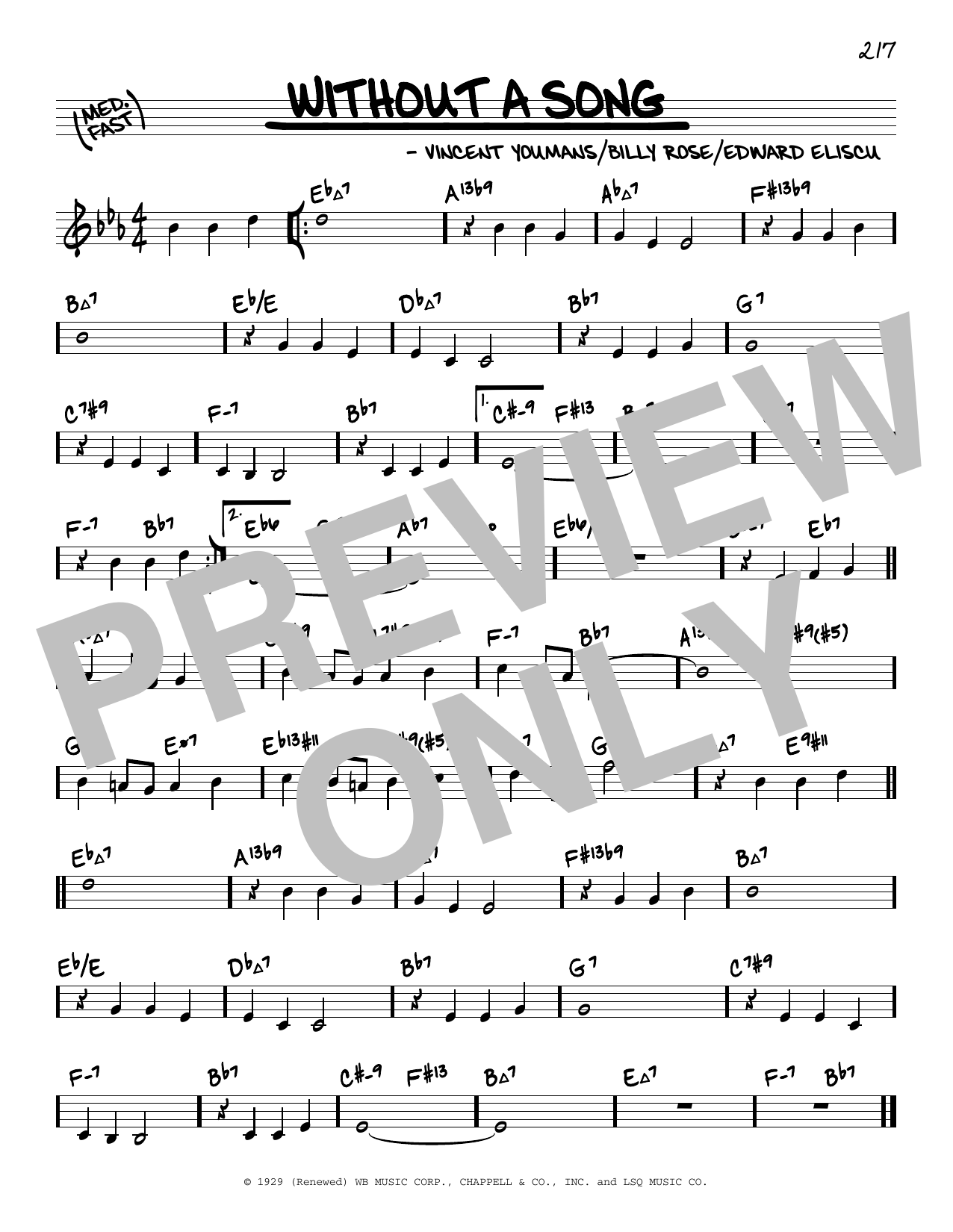 Vincent Youmans Without A Song (arr. David Hazeltine) Sheet Music Notes & Chords for Real Book – Enhanced Chords - Download or Print PDF