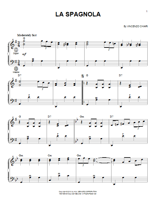 Vincenzo Chiari La Spagnola Sheet Music Notes & Chords for Accordion - Download or Print PDF