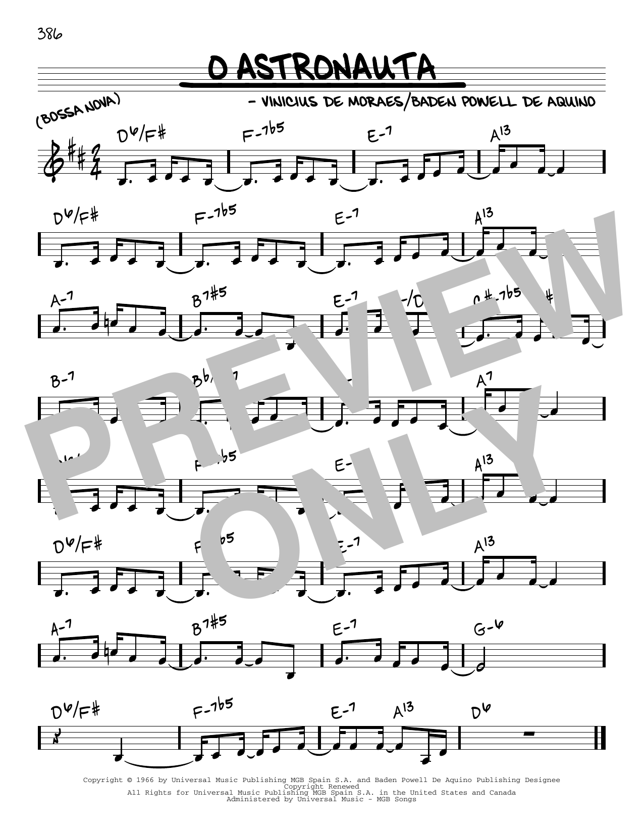 Vinicius de Moraes O Astronauta Sheet Music Notes & Chords for Real Book – Melody & Chords - Download or Print PDF