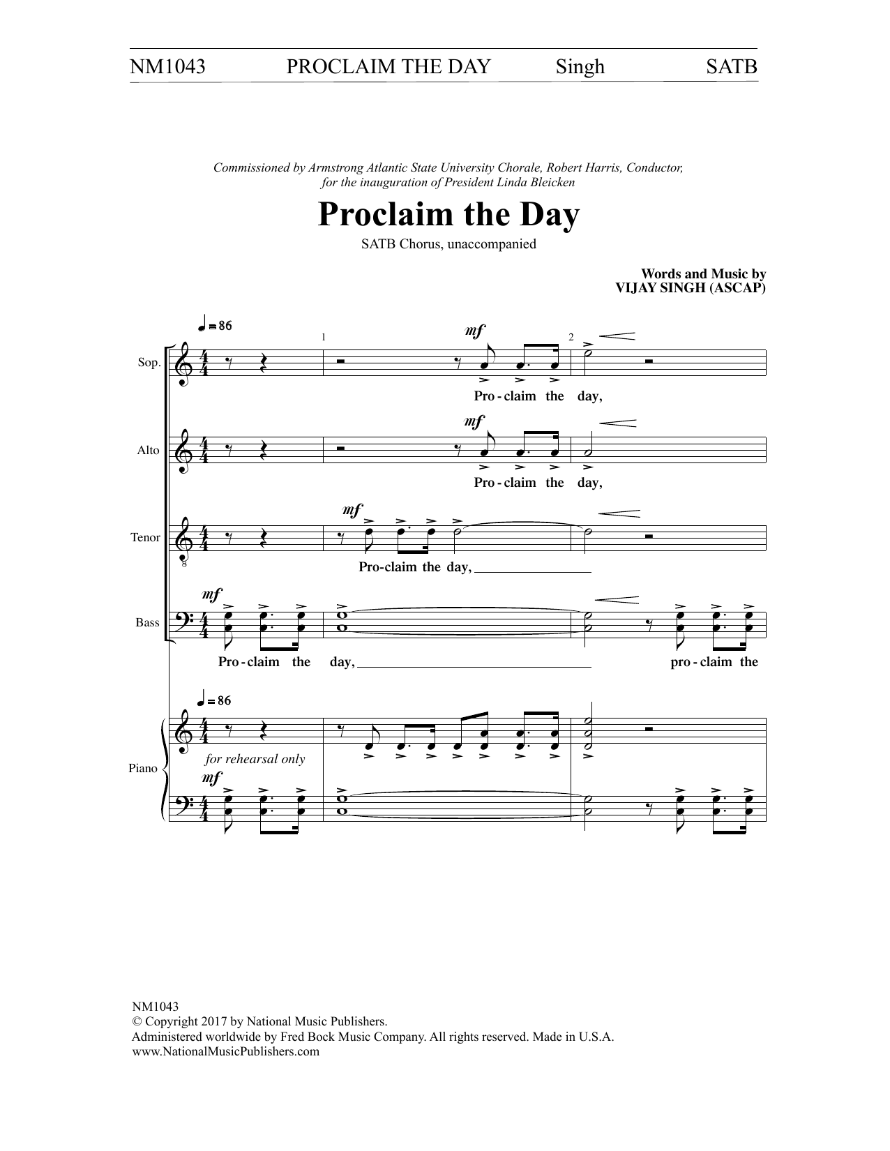 Vinjay Singh Proclaim the Day Sheet Music Notes & Chords for Choral - Download or Print PDF