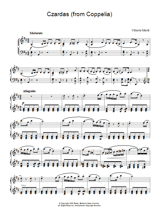 Vittorio Monti Czardas Sheet Music Notes & Chords for Piano Solo - Download or Print PDF