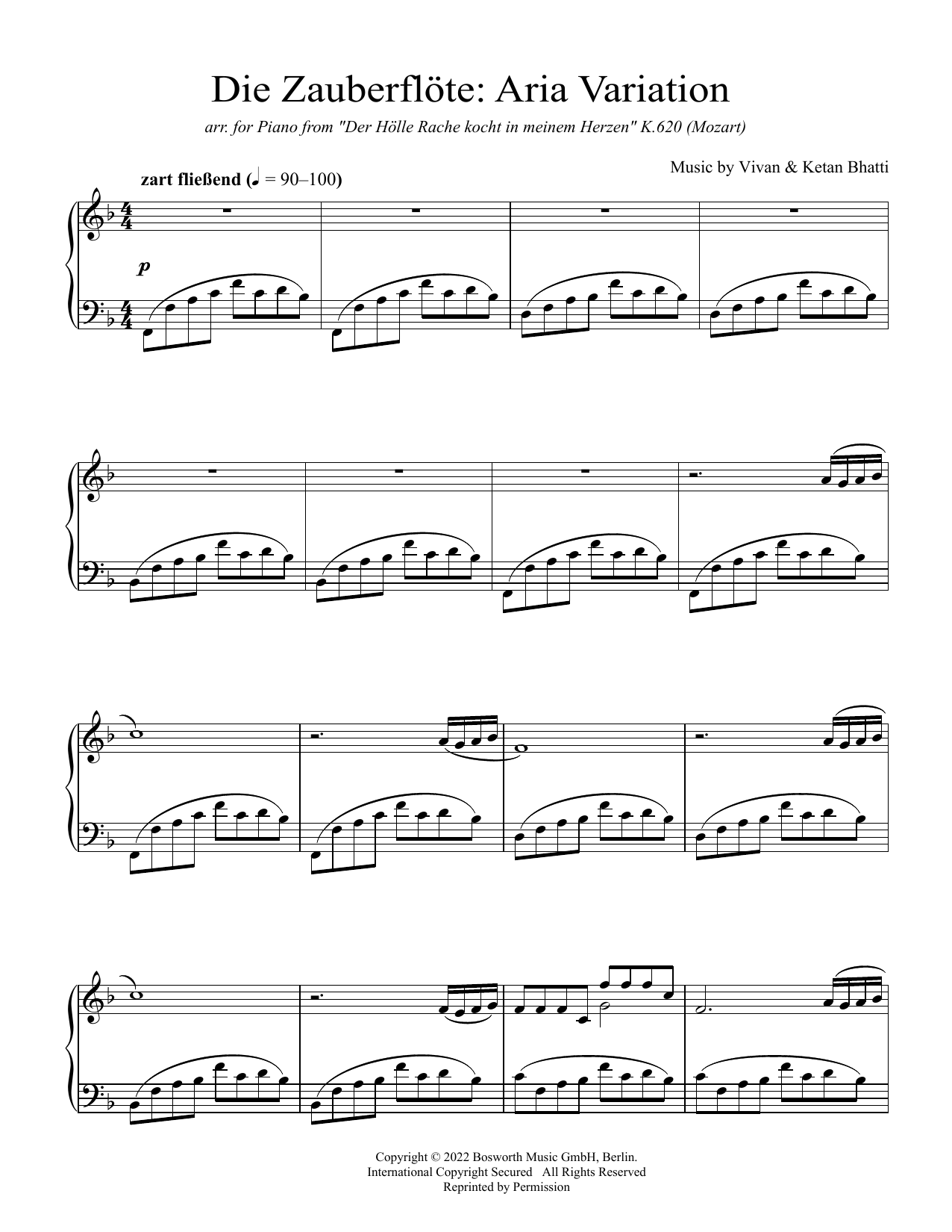 Vivan & Ketan Bhatti Die Zauberflöte: Aria Variation Sheet Music Notes & Chords for Piano Solo - Download or Print PDF