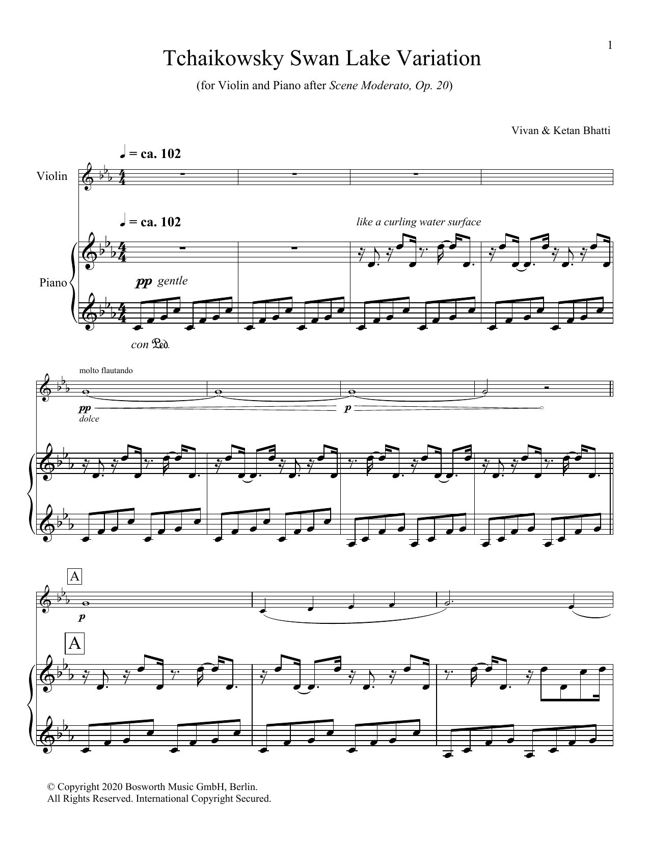 Vivan & Ketan Bhatti Tchaikowsky Swan Lake Variation Sheet Music Notes & Chords for Violin and Piano - Download or Print PDF