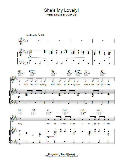 Vivian Ellis She's My Lovely Sheet Music Notes & Chords for Piano, Vocal & Guitar (Right-Hand Melody) - Download or Print PDF