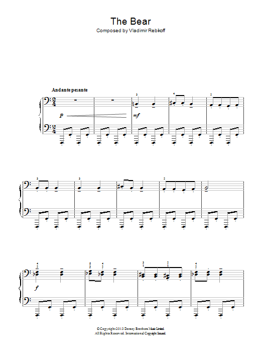 Vladimir Rebikoff The Bear Sheet Music Notes & Chords for Beginner Piano - Download or Print PDF