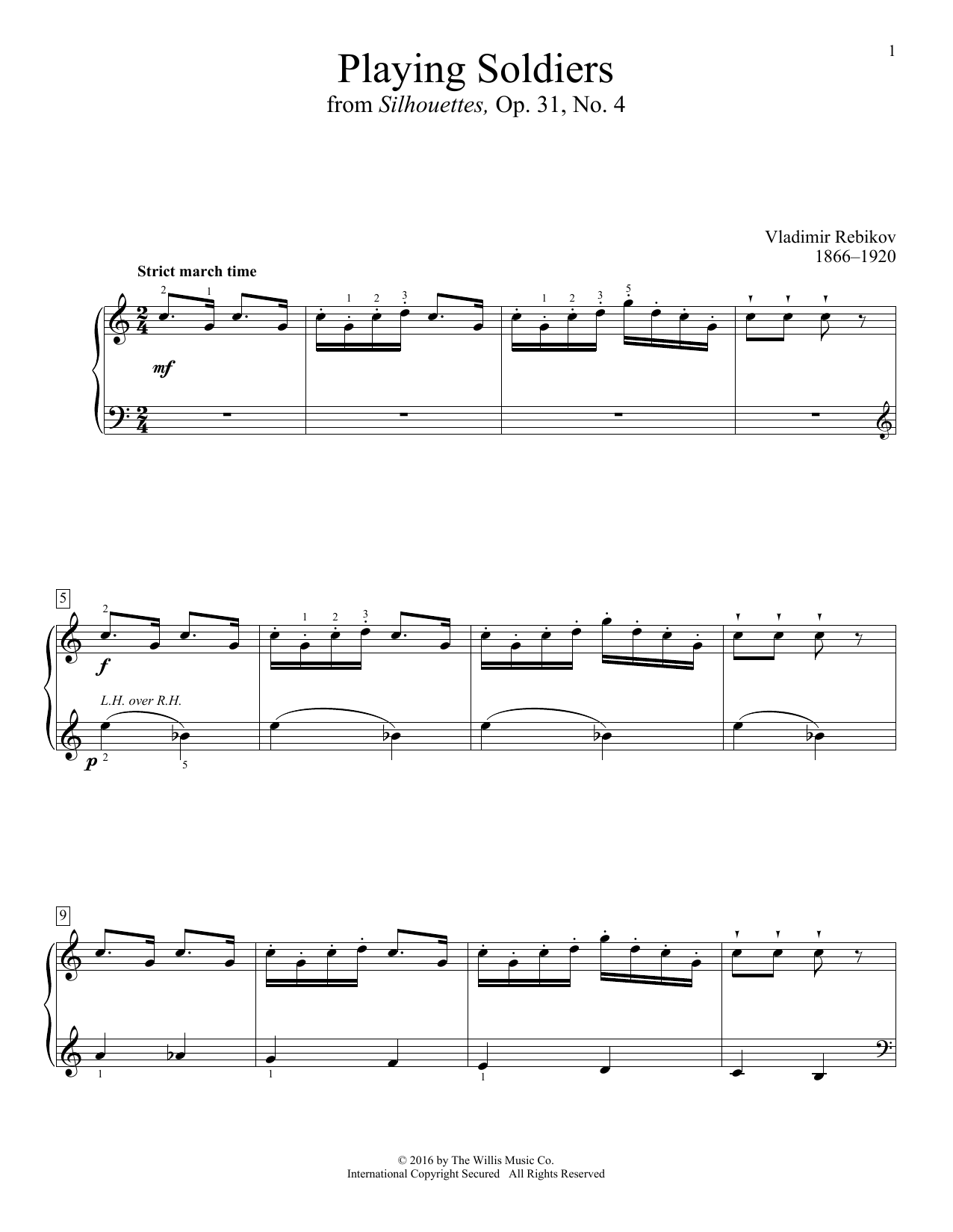 Vladimir Rebikov Playing Soldiers Sheet Music Notes & Chords for Educational Piano - Download or Print PDF