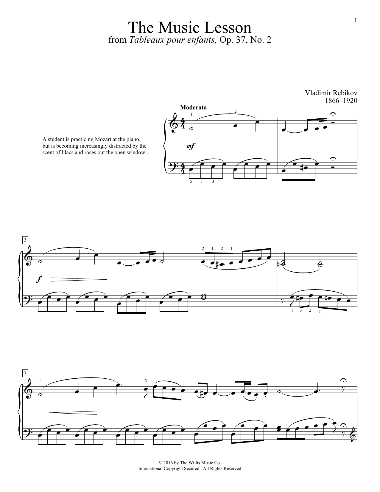 Vladimir Rebikov The Music Lesson Sheet Music Notes & Chords for Educational Piano - Download or Print PDF
