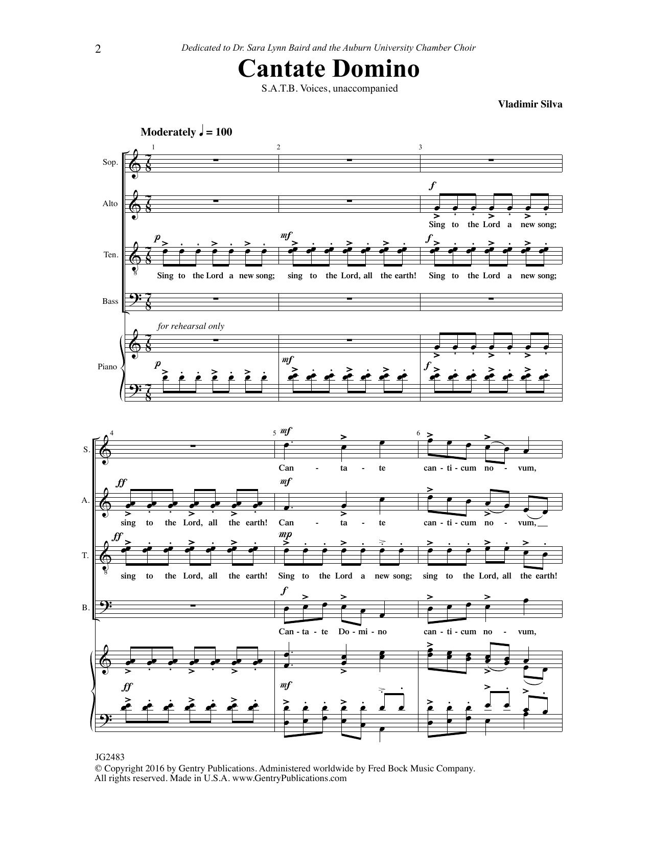 Vladimir Silva Cantate Domino Sheet Music Notes & Chords for Choral - Download or Print PDF