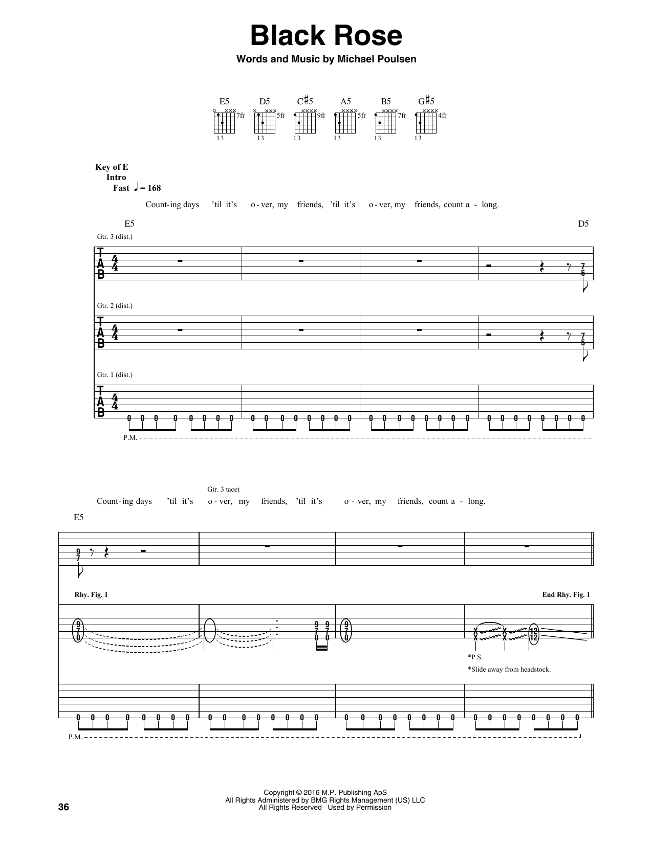 Volbeat Black Rose Sheet Music Notes & Chords for Guitar Tab - Download or Print PDF