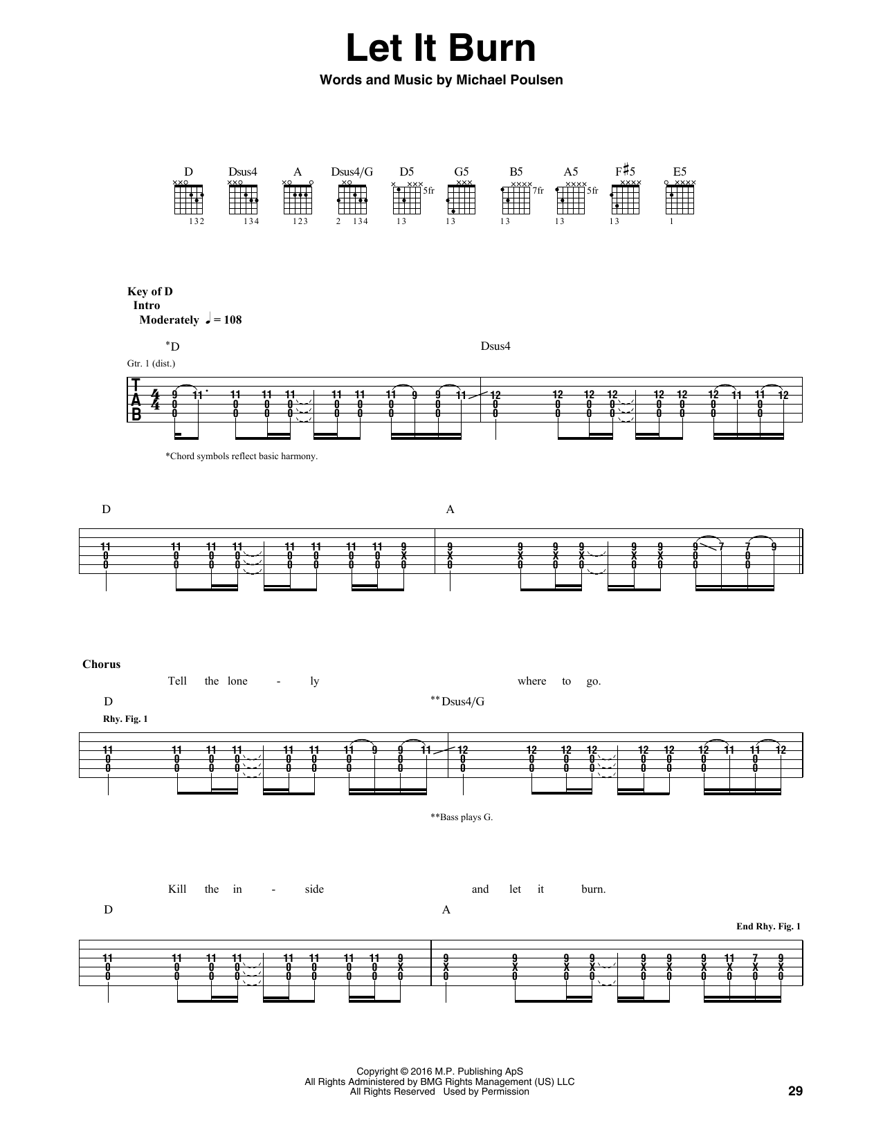 Volbeat Let It Burn Sheet Music Notes & Chords for Guitar Tab - Download or Print PDF