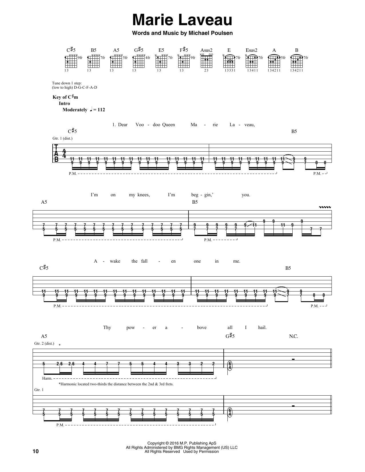 Volbeat Marie Laveau Sheet Music Notes & Chords for Guitar Tab - Download or Print PDF