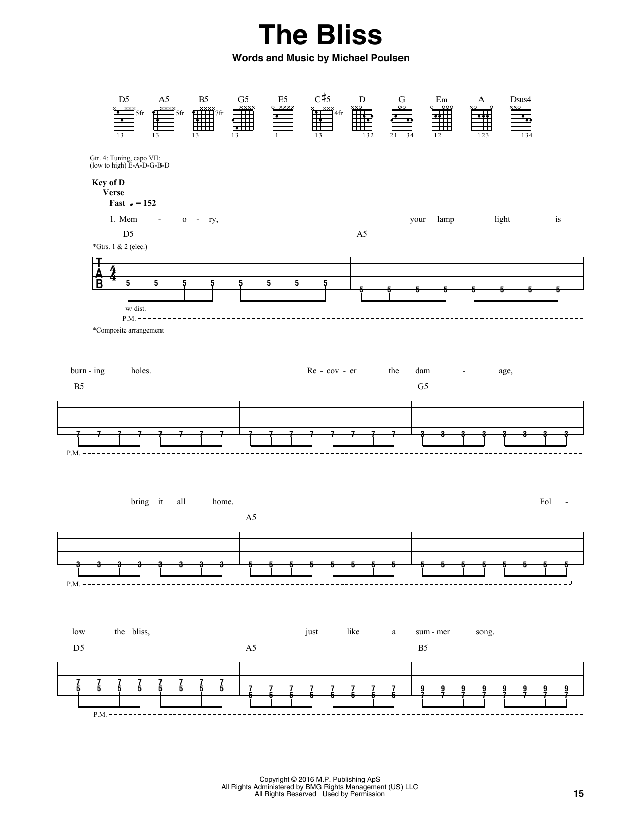 Volbeat The Bliss Sheet Music Notes & Chords for Guitar Tab - Download or Print PDF