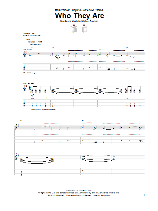 Volbeat Who They Are Sheet Music Notes & Chords for Guitar Tab - Download or Print PDF