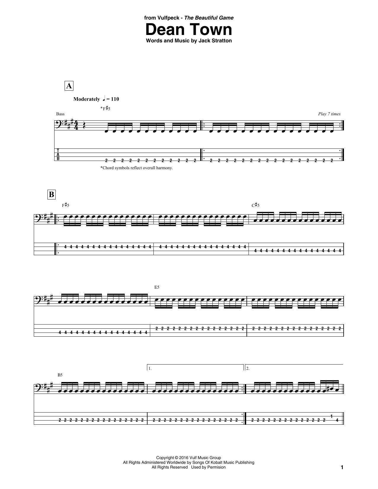Vulfpeck Dean Town Sheet Music Notes & Chords for Easy Bass Tab - Download or Print PDF