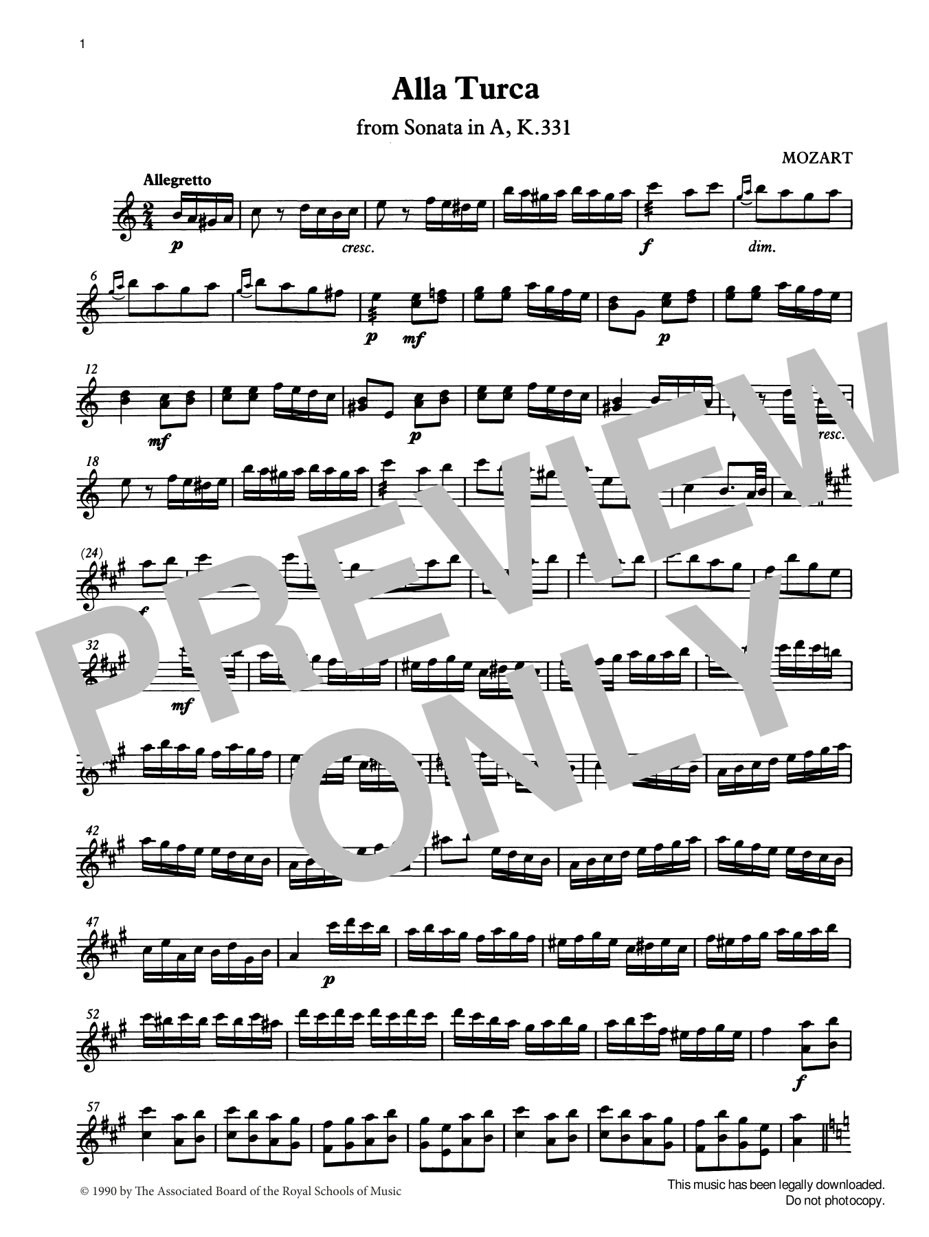 W. A. Mozart Alla Turca (score & part) from Graded Music for Tuned Percussion, Book IV Sheet Music Notes & Chords for Percussion Solo - Download or Print PDF