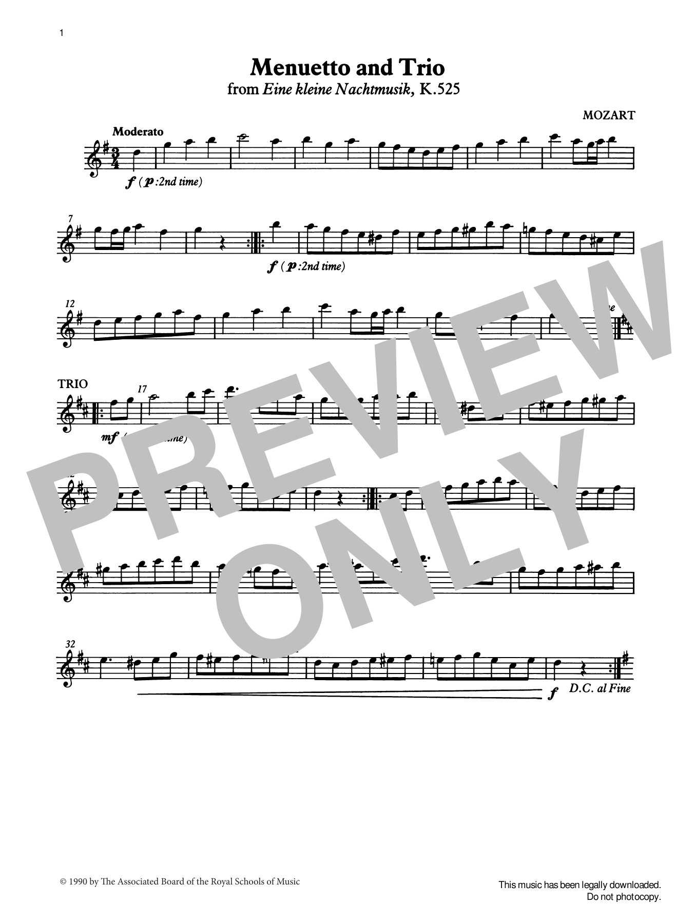 W. A. Mozart Menuetto and Trio (score & part) from Graded Music for Tuned Percussion, Book II Sheet Music Notes & Chords for Percussion Solo - Download or Print PDF