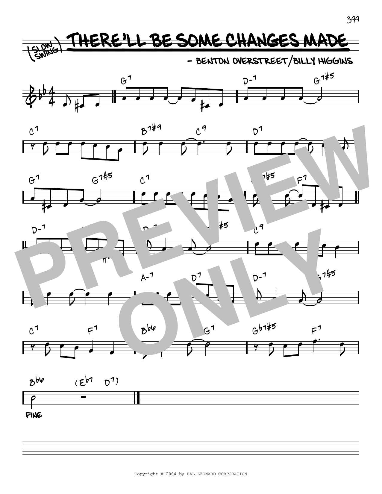 W. Benton Overstreet There'll Be Some Changes Made [Reharmonized version] (arr. Jack Grassel) Sheet Music Notes & Chords for Real Book – Melody & Chords - Download or Print PDF
