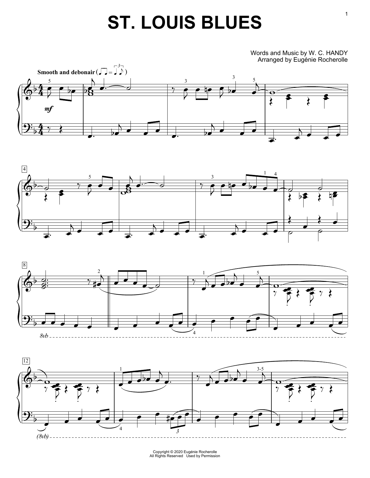 W. C. Handy St. Louis Blues [Boogie-woogie version] (arr. Eugénie Rocherolle) Sheet Music Notes & Chords for Piano Solo - Download or Print PDF
