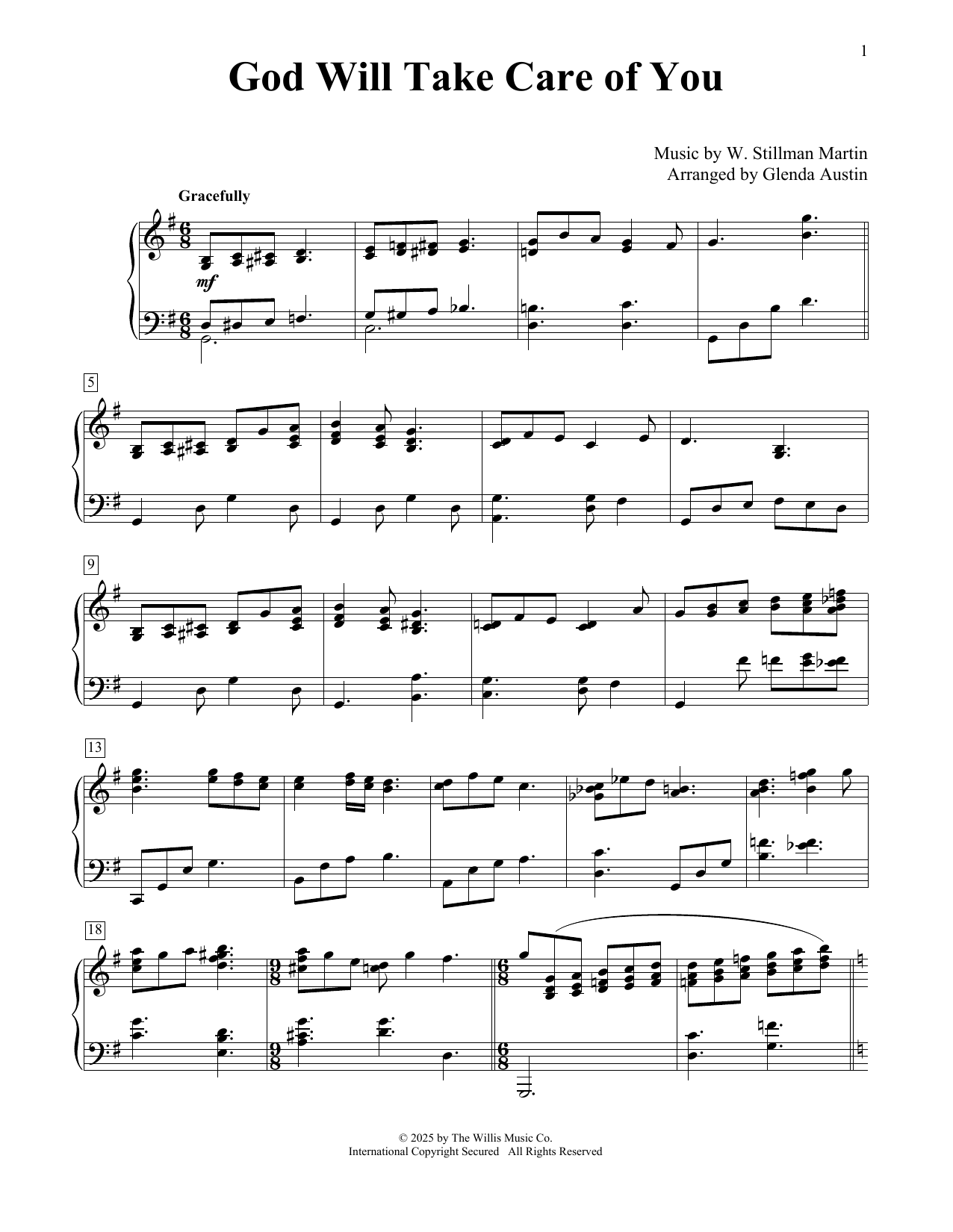 W. Stillman Martin God Will Take Care Of You (arr. Glenda Austin) Sheet Music Notes & Chords for Educational Piano - Download or Print PDF