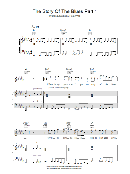 Wah! The Story Of The Blues Part 1 Sheet Music Notes & Chords for Piano, Vocal & Guitar - Download or Print PDF