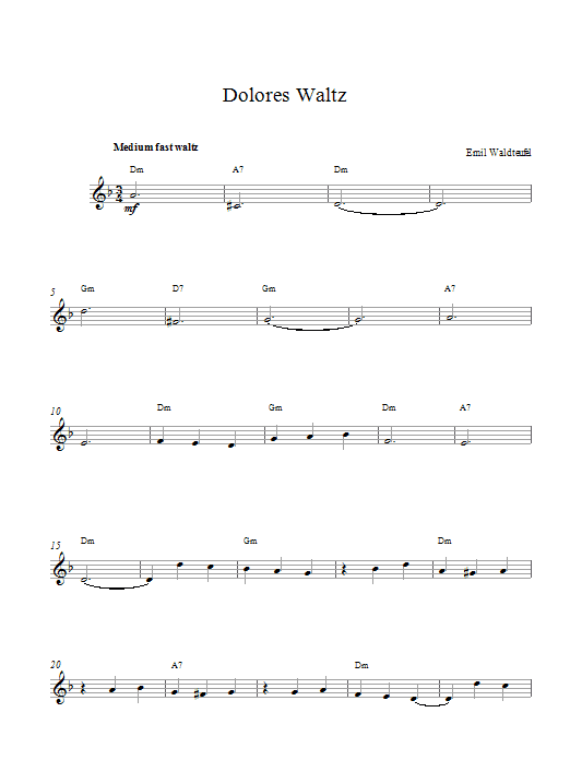 Emile Waldteufel Dolores Waltz Sheet Music Notes & Chords for Melody Line & Chords - Download or Print PDF