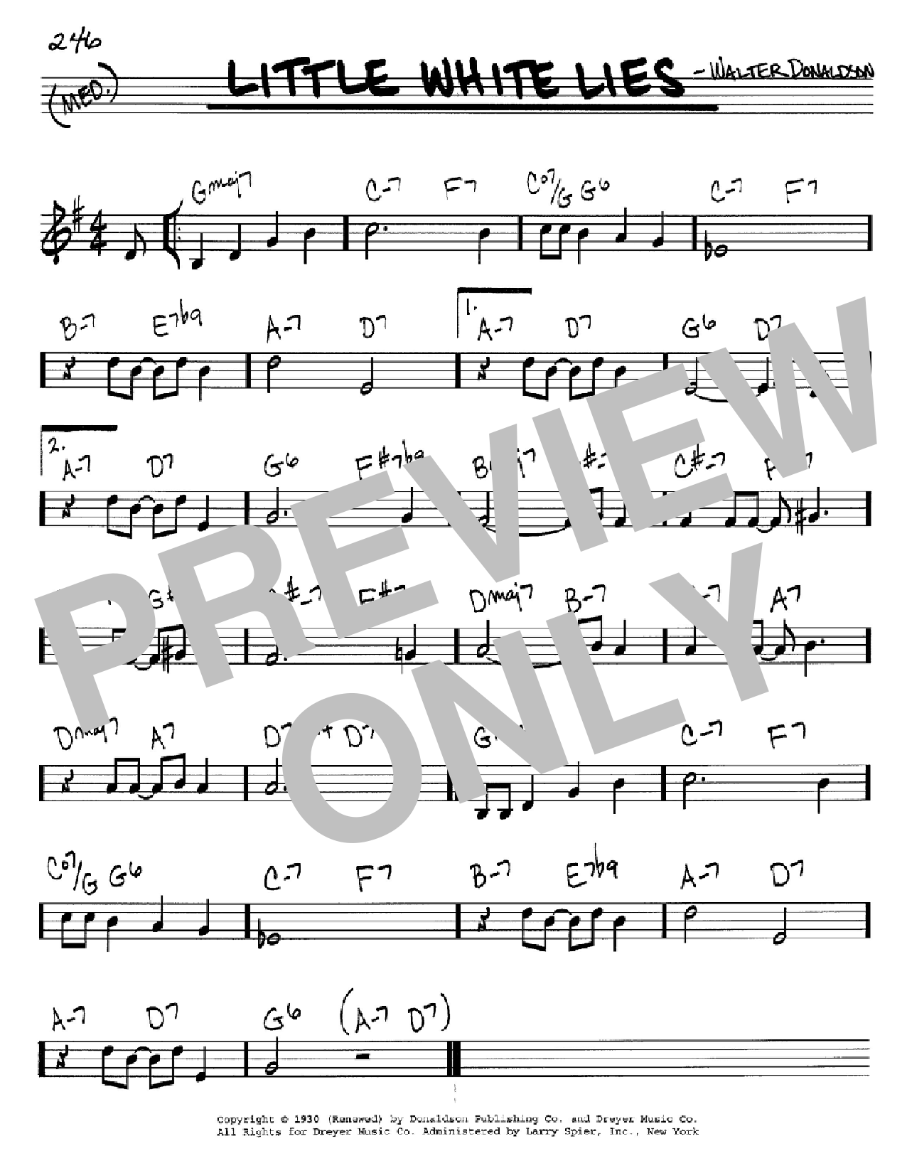 Walter Donaldson Little White Lies Sheet Music Notes & Chords for Real Book – Melody, Lyrics & Chords - Download or Print PDF